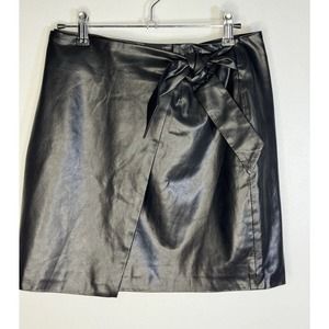 Blank Nyc Faux Leather Wrap Mini Skirt Sz 26 Black Vegan NWT